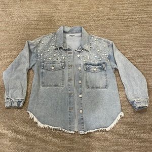 Pearl and diamond denim shacket